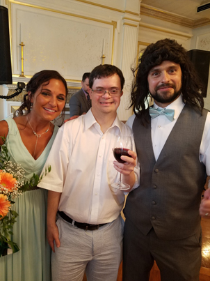 Bill Nosek with coach Anthony and wife Melissa partying at wedding